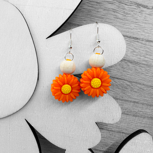 Orange Sun Floral Earrings