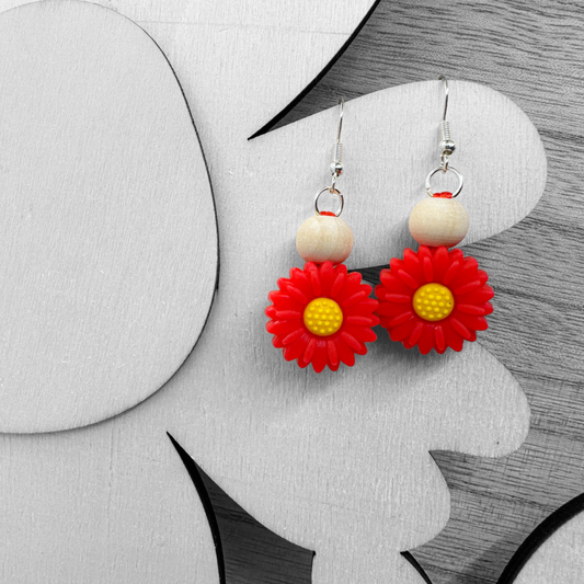 Red Fire Floral Earrings